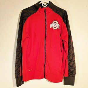 NIKE Dri-Fit Men's Small Ohio State Buckeyes Full Zip Jacket Red & Gray